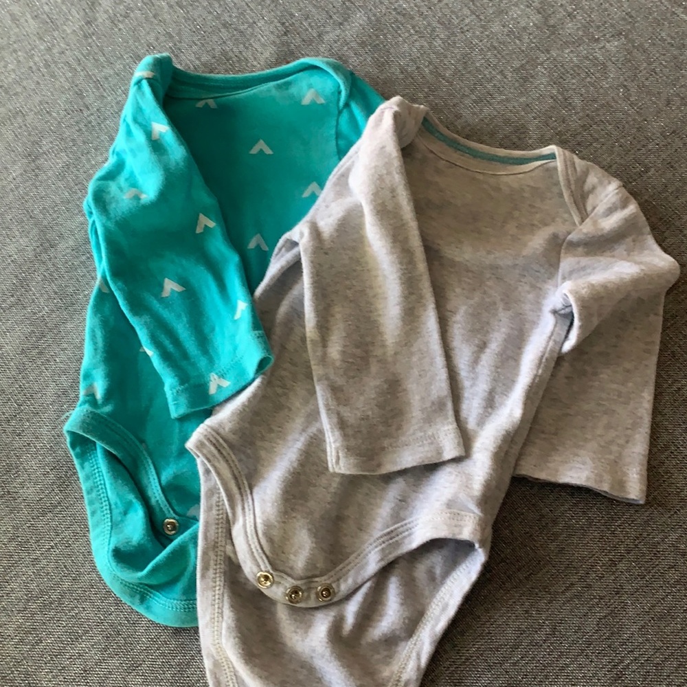 Cloud Island 0-3 month long sleeve onesies